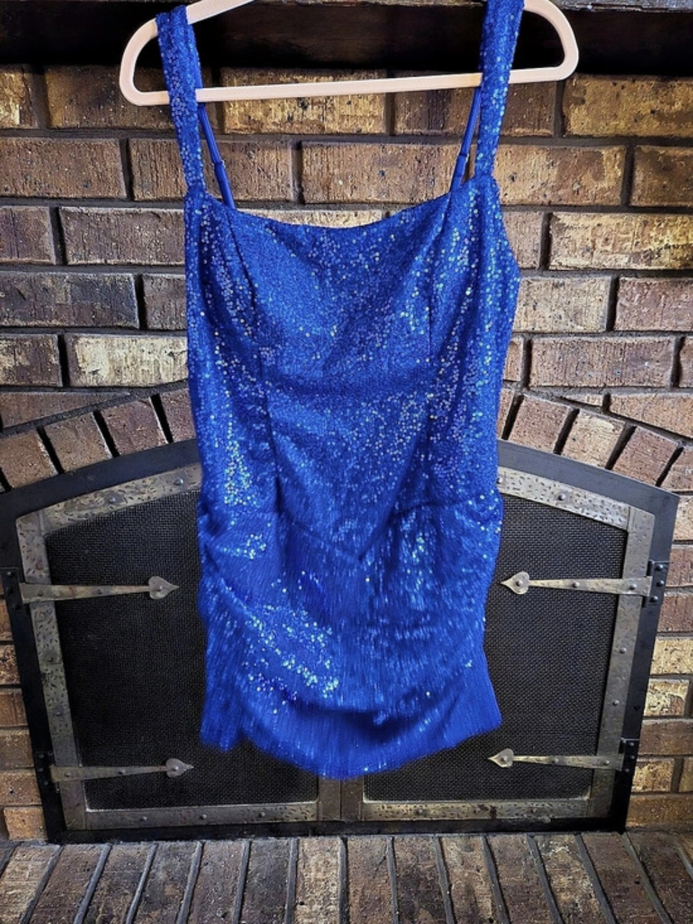 Sequin Lace-Up Mini Dress in Blue New